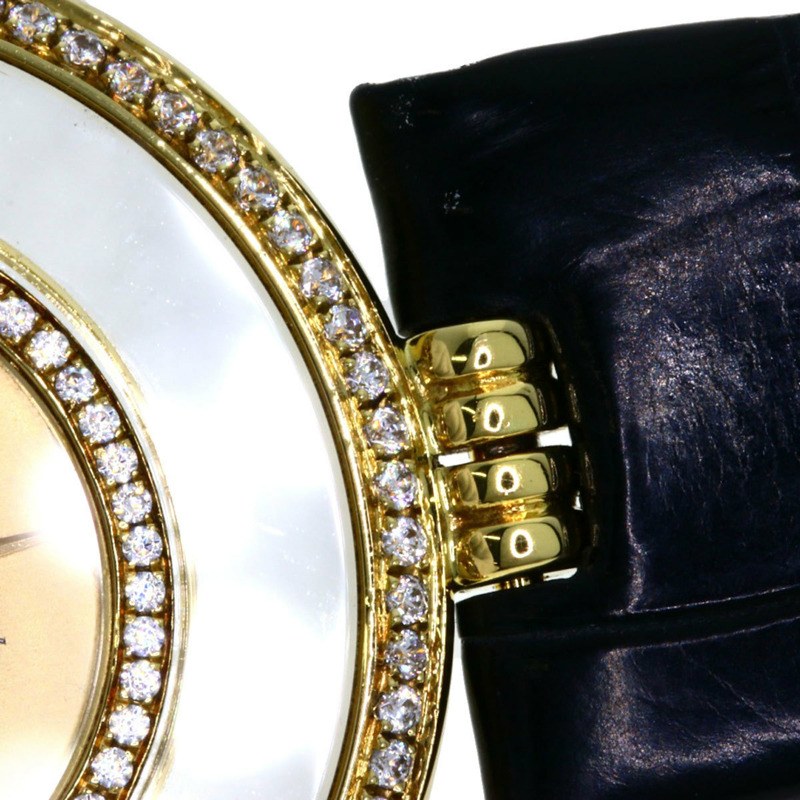 蕭邦 Happy Diamonds 男士腕錶，18K黃金/皮革錶帶-20