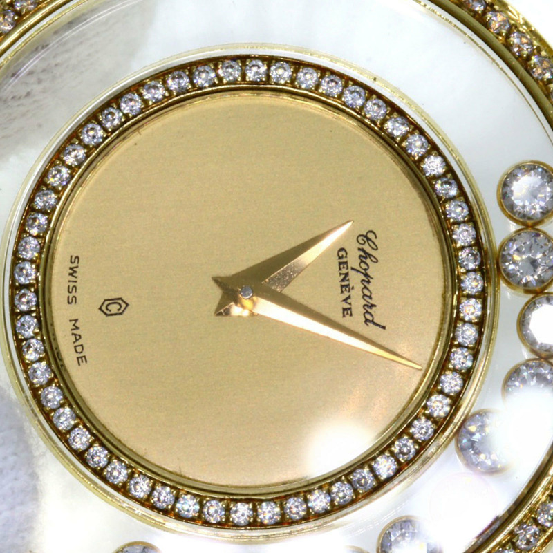 蕭邦 Happy Diamonds 男士腕錶，18K黃金/皮革錶帶-25