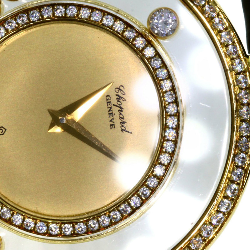 蕭邦 Happy Diamonds 男士腕錶，18K黃金/皮革錶帶-27