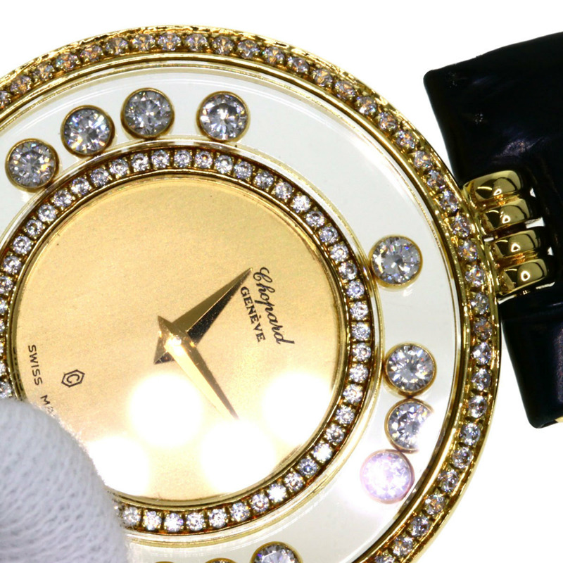 蕭邦 Happy Diamonds 男士腕錶，18K黃金/皮革錶帶-30