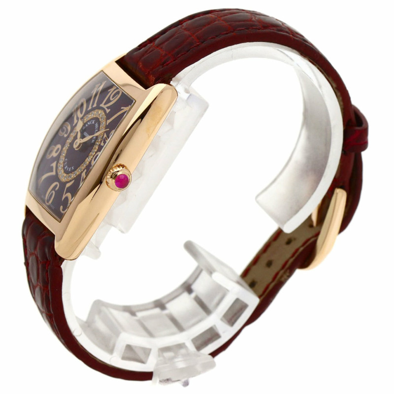 Franck Muller 1752QZRELCD1R5N 酒桶形曲線浮雕鑽石腕錶，18K 玫瑰金錶殼搭配皮革錶帶，女款-1