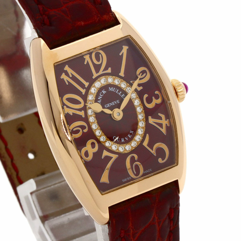Franck Muller 1752QZRELCD1R5N 酒桶形曲線浮雕鑽石腕錶，18K 玫瑰金錶殼搭配皮革錶帶，女款-3
