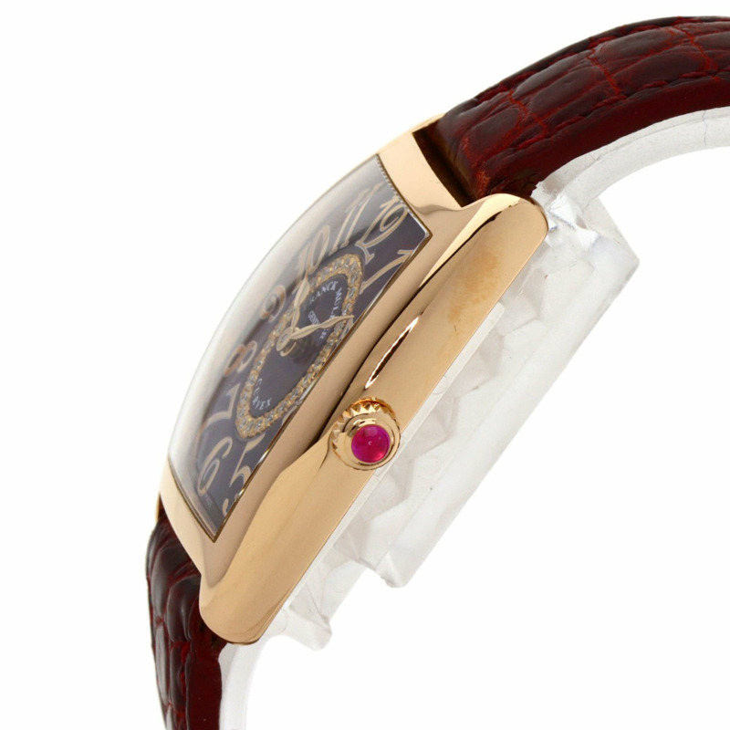 Franck Muller 1752QZRELCD1R5N 酒桶形曲線浮雕鑽石腕錶，18K 玫瑰金錶殼搭配皮革錶帶，女款-4