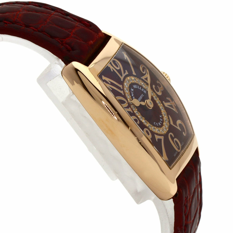 Franck Muller 1752QZRELCD1R5N 酒桶形曲線浮雕鑽石腕錶，18K 玫瑰金錶殼搭配皮革錶帶，女款-5