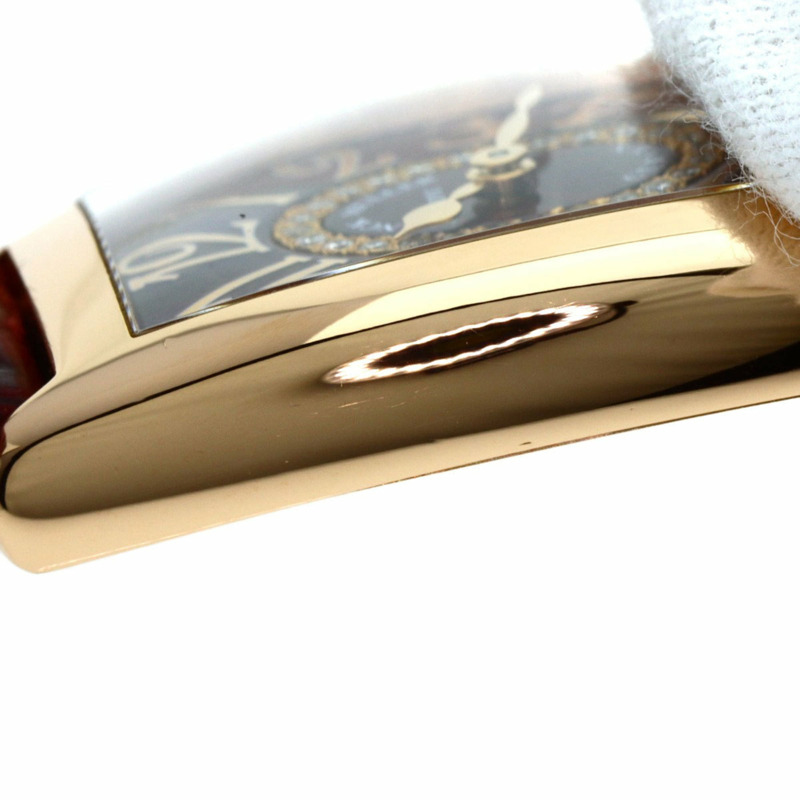 Franck Muller 1752QZRELCD1R5N 酒桶形曲線浮雕鑽石腕錶，18K 玫瑰金錶殼搭配皮革錶帶，女款-16