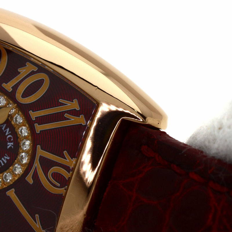 Franck Muller 1752QZRELCD1R5N 酒桶形曲線浮雕鑽石腕錶，18K 玫瑰金錶殼搭配皮革錶帶，女款-18