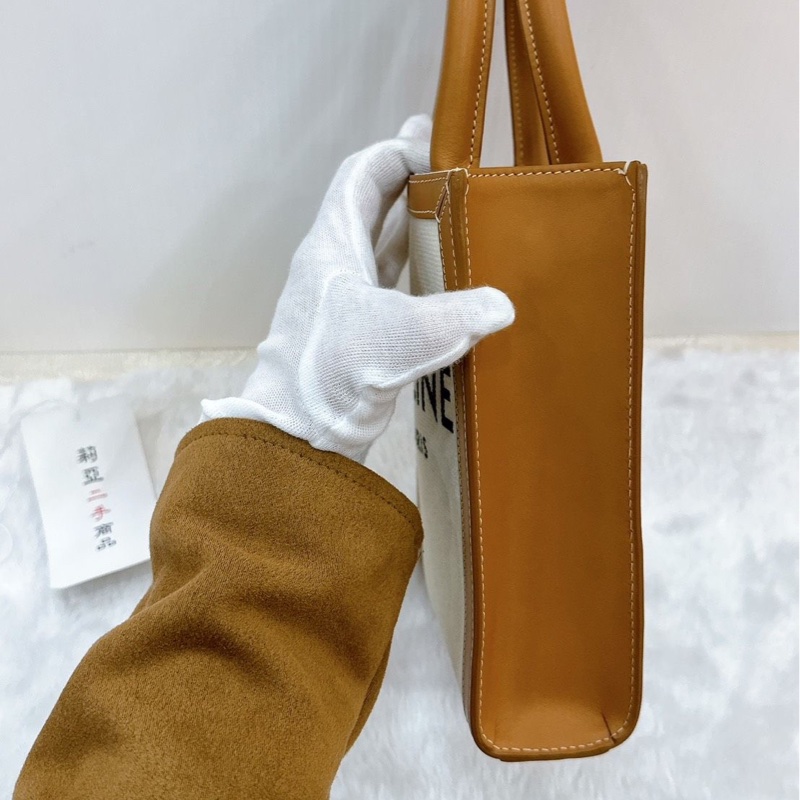 莉亞精品♡ Celine 帆布卡其 琴譜包 二手-5