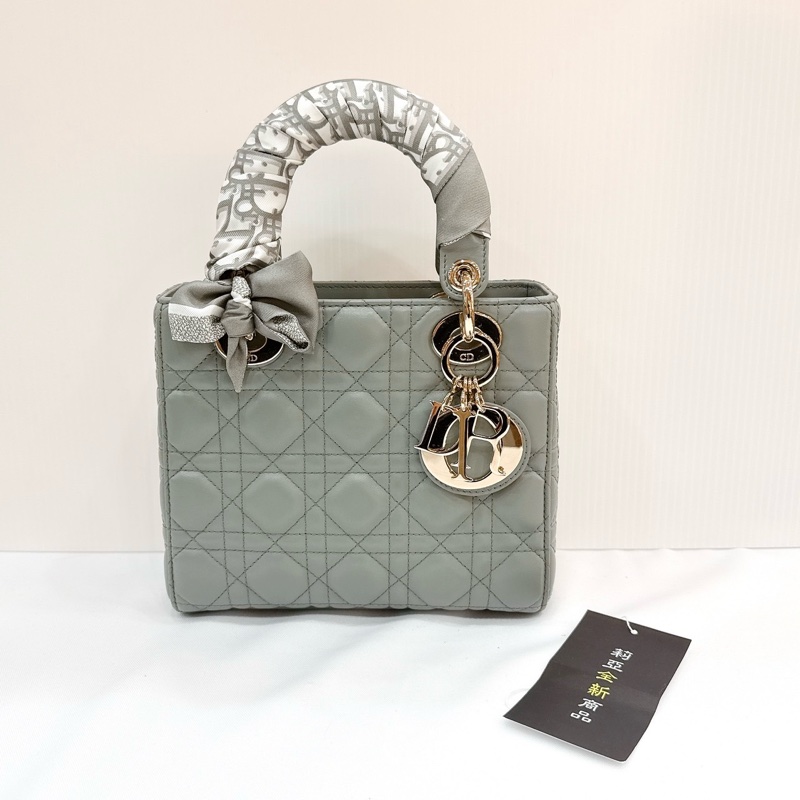 莉亞精品♡ Lady Dior 灰藍4x5淡金 二手-2