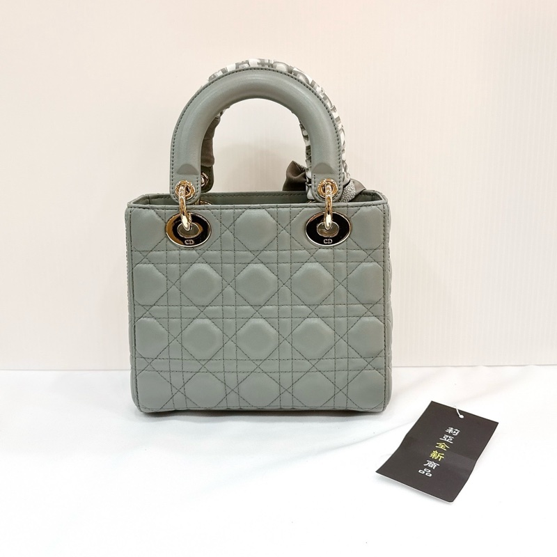 莉亞精品♡ Lady Dior 灰藍4x5淡金 二手-3