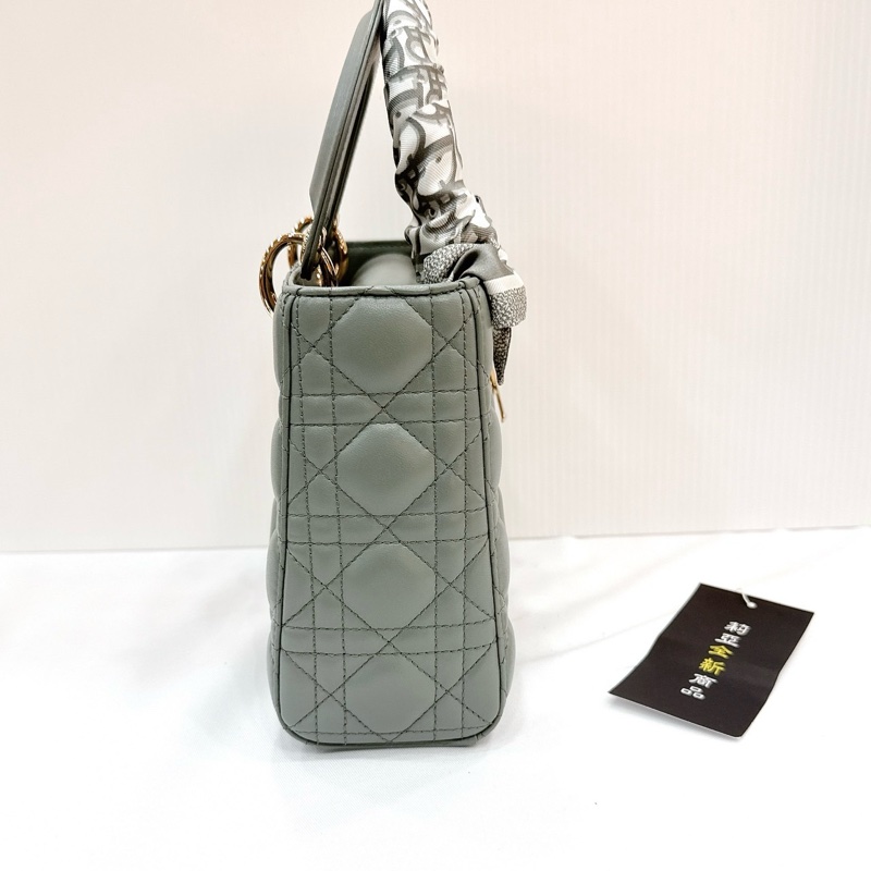 莉亞精品♡ Lady Dior 灰藍4x5淡金 二手-4