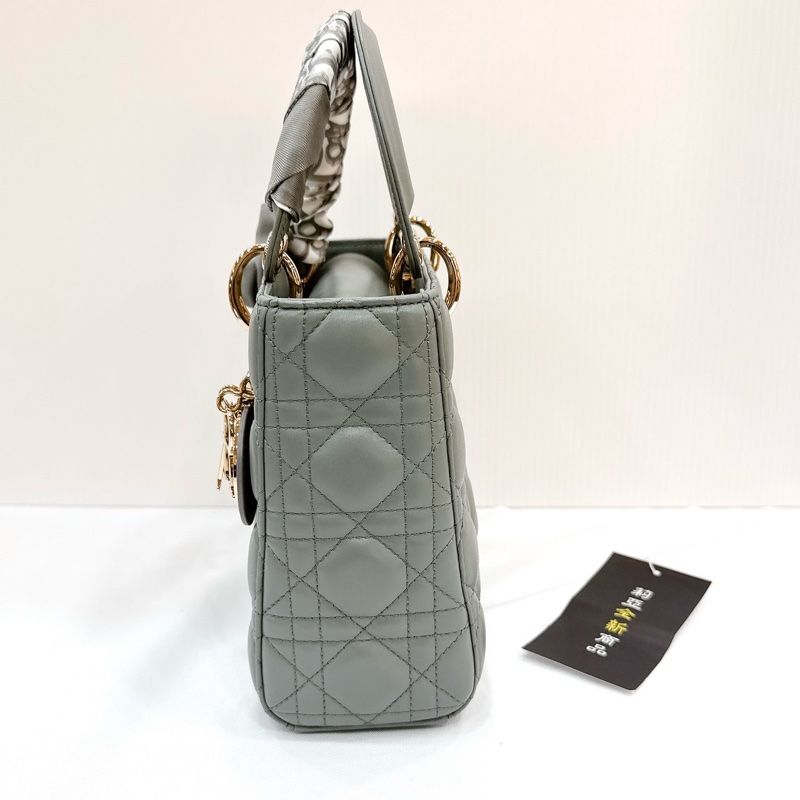 莉亞精品♡ Lady Dior 灰藍4x5淡金 二手-5