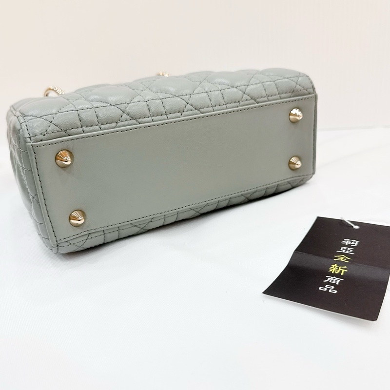 莉亞精品♡ Lady Dior 灰藍4x5淡金 二手-6