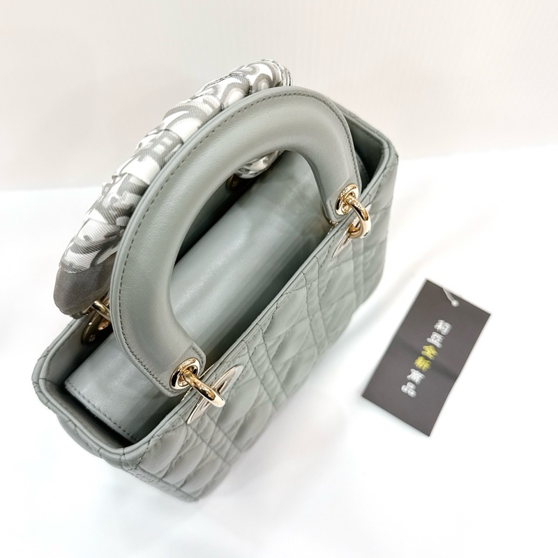 莉亞精品♡ Lady Dior 灰藍4x5淡金 二手-7