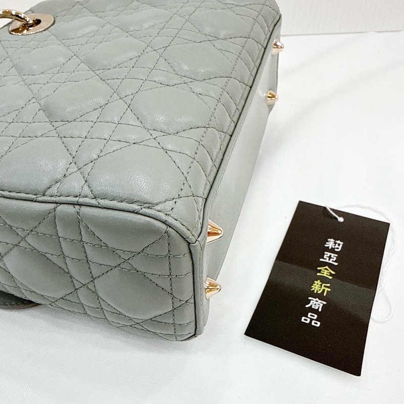 莉亞精品♡ Lady Dior 灰藍4x5淡金 二手-9