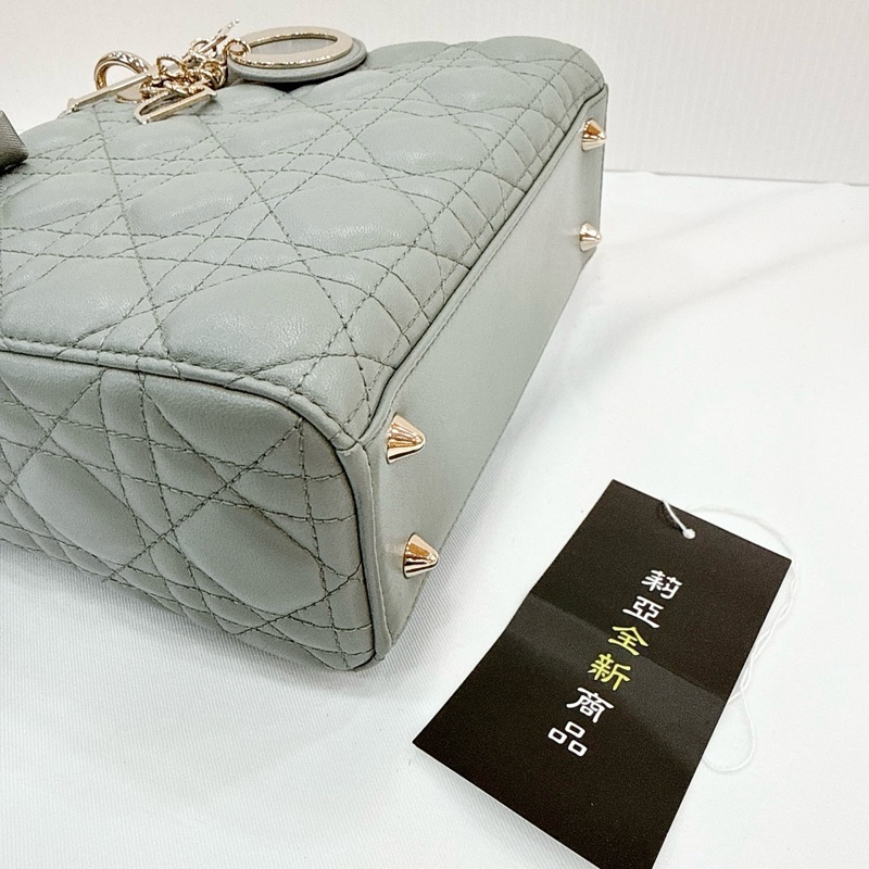 莉亞精品♡ Lady Dior 灰藍4x5淡金 二手-10