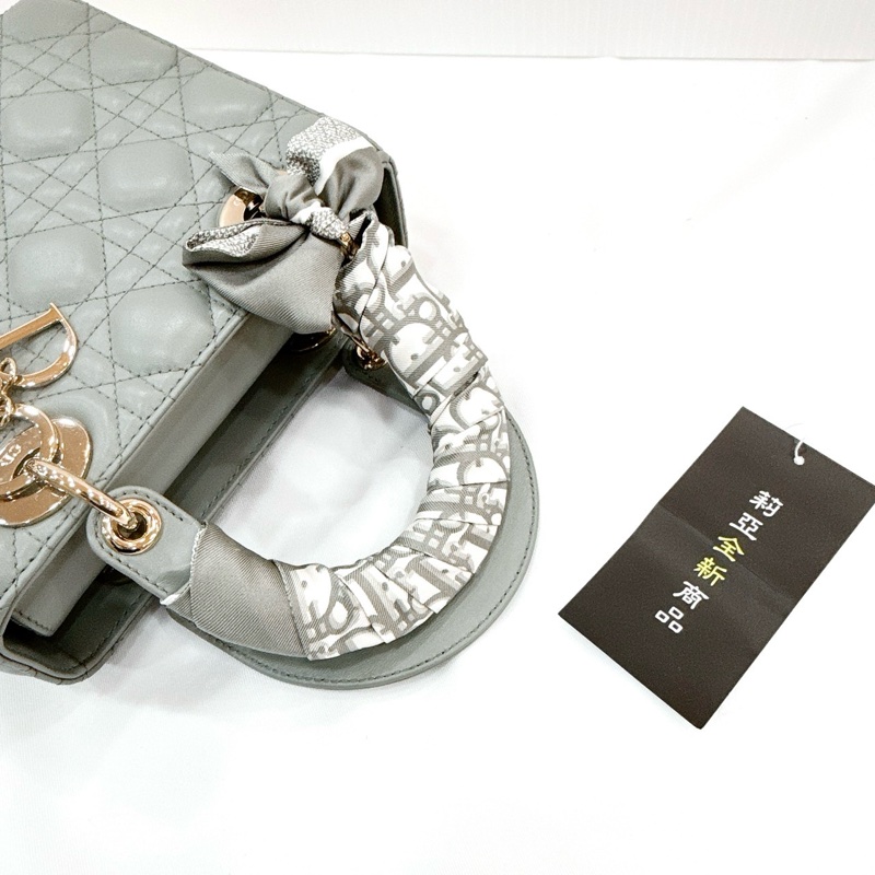莉亞精品♡ Lady Dior 灰藍4x5淡金 二手-13