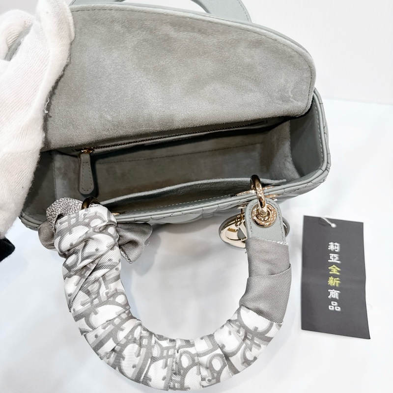 莉亞精品♡ Lady Dior 灰藍4x5淡金 二手-15