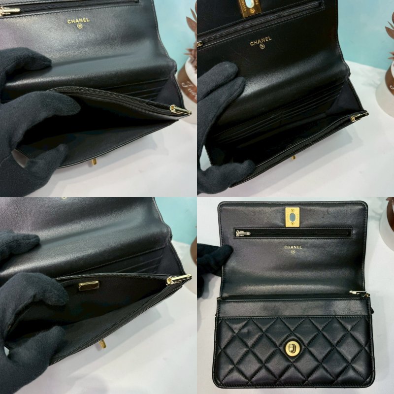 CHANEL 小羊皮獅頭鏈帶WOC-4