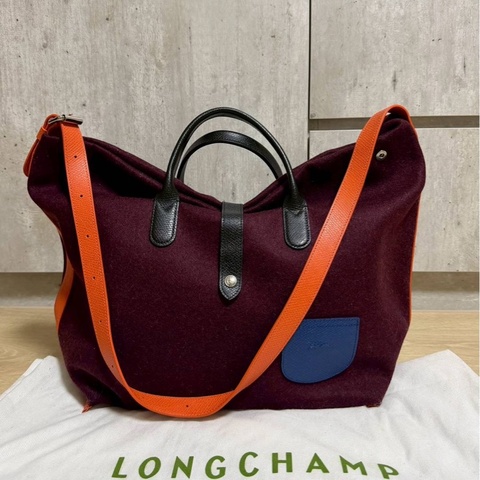 LONGCHAMP Roseau Essential Flanelle系列 酒紅 羊毛 手提包 肩背包 側背包 斜背包