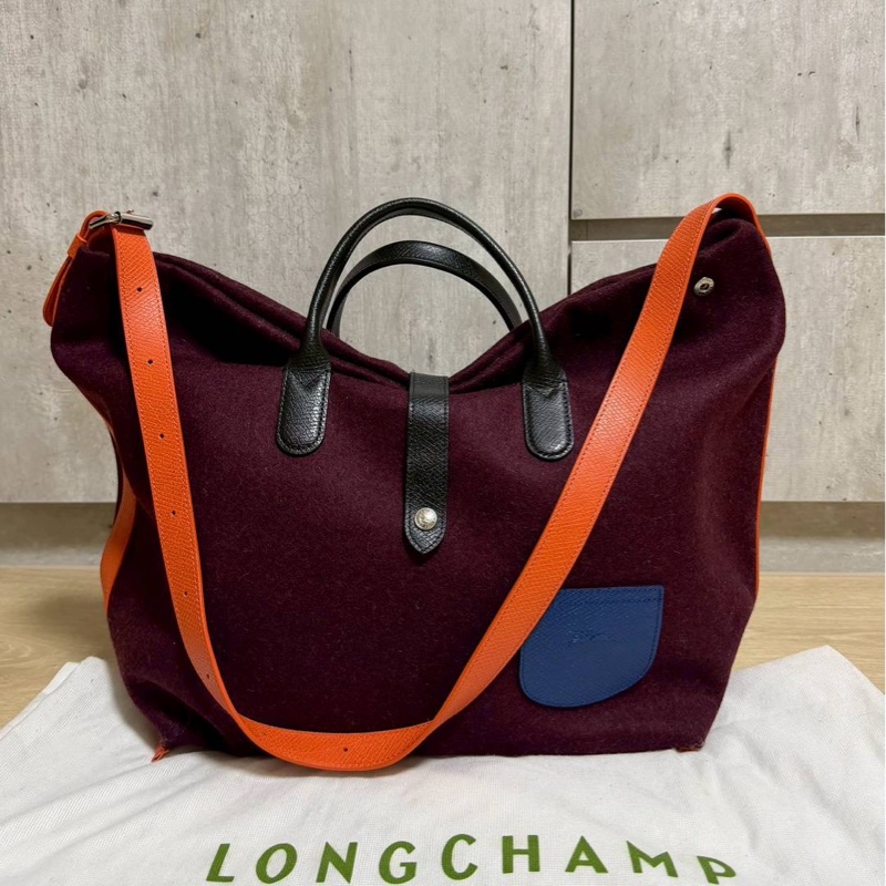 LONGCHAMP Roseau Essential Flanelle系列 酒紅 羊毛 手提包 肩背包 側背包 斜背包-0