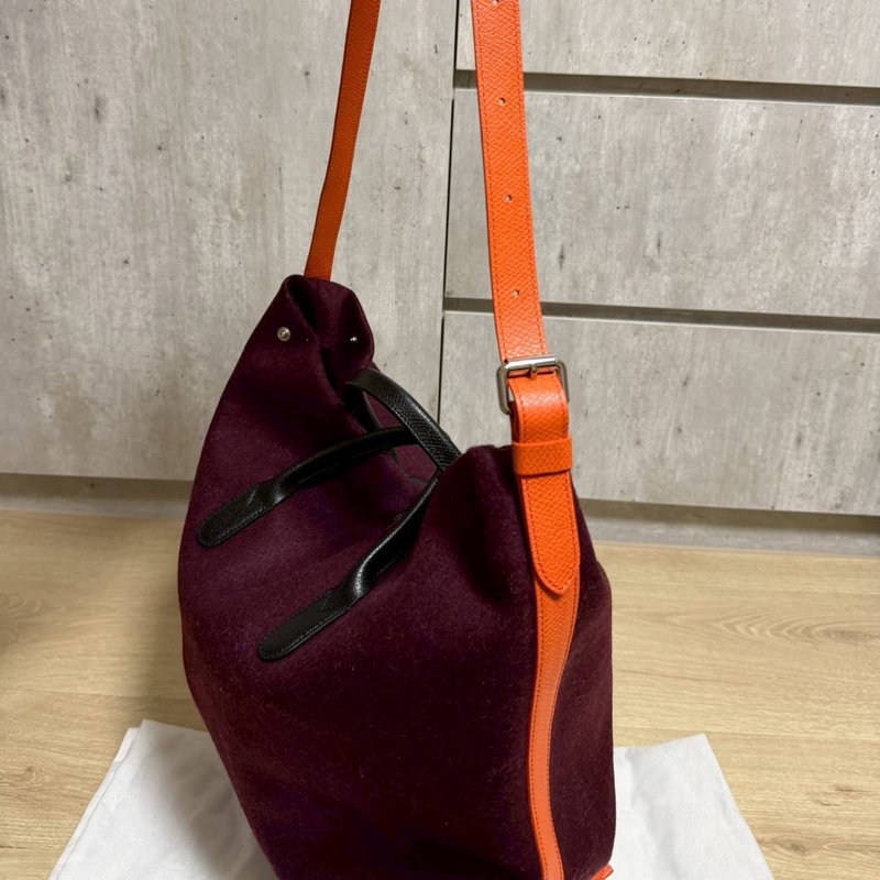 LONGCHAMP Roseau Essential Flanelle系列 酒紅 羊毛 手提包 肩背包 側背包 斜背包-11
