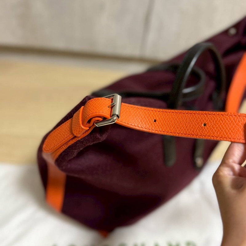 LONGCHAMP Roseau Essential Flanelle系列 酒紅 羊毛 手提包 肩背包 側背包 斜背包-12