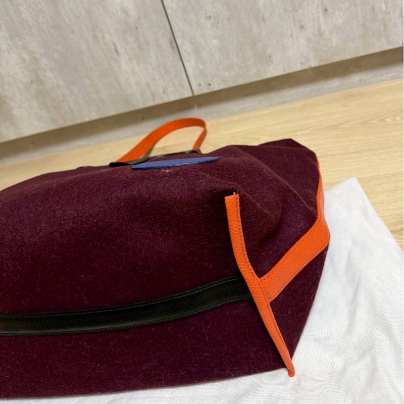 LONGCHAMP Roseau Essential Flanelle系列 酒紅 羊毛 手提包 肩背包 側背包 斜背包-18