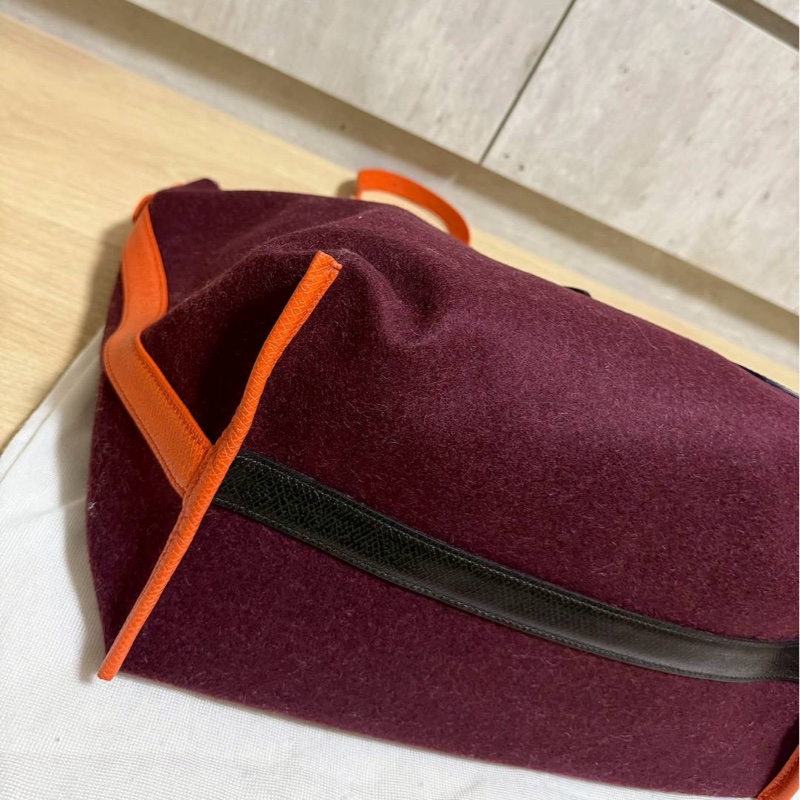 LONGCHAMP Roseau Essential Flanelle系列 酒紅 羊毛 手提包 肩背包 側背包 斜背包-19