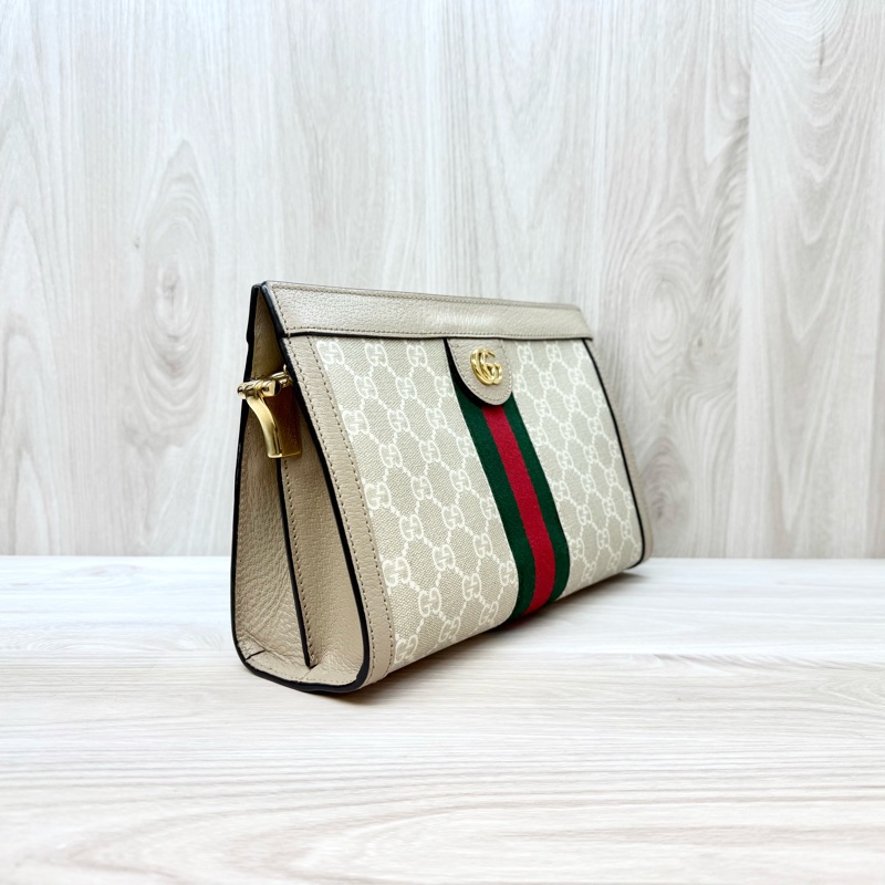 Gucci燕麥色原花磁吸釦式鍊條孫芸芸側背包503877-3