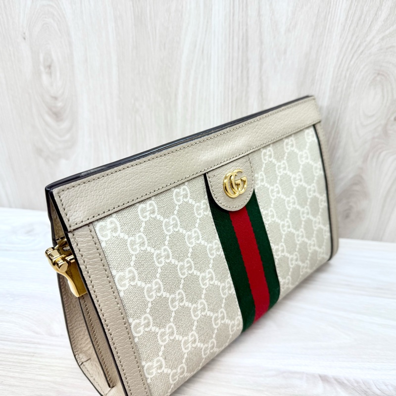 Gucci燕麥色原花磁吸釦式鍊條孫芸芸側背包503877-4