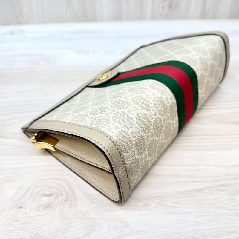 Gucci燕麥色原花磁吸釦式鍊條孫芸芸側背包503877-6