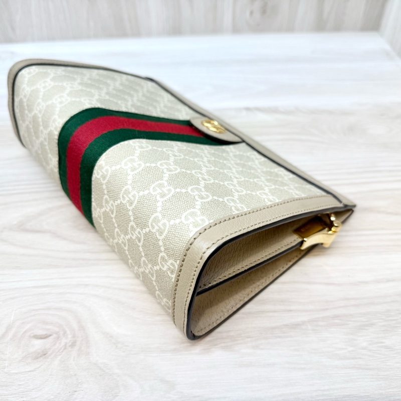 Gucci燕麥色原花磁吸釦式鍊條孫芸芸側背包503877-7