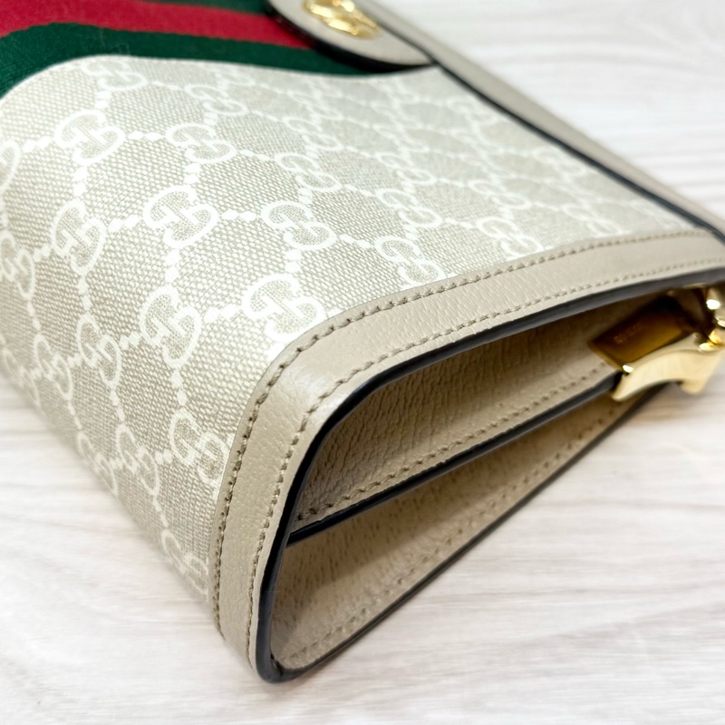 Gucci燕麥色原花磁吸釦式鍊條孫芸芸側背包503877-14