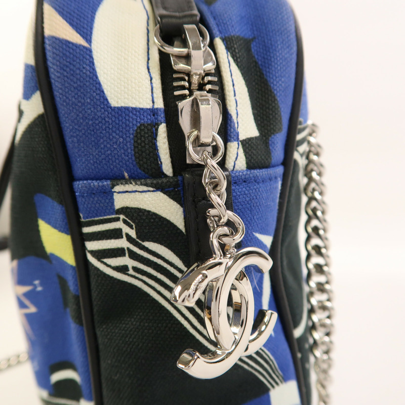 CHANEL 帆布Chain Shoulder銀扣鏈帶肩背袋-14