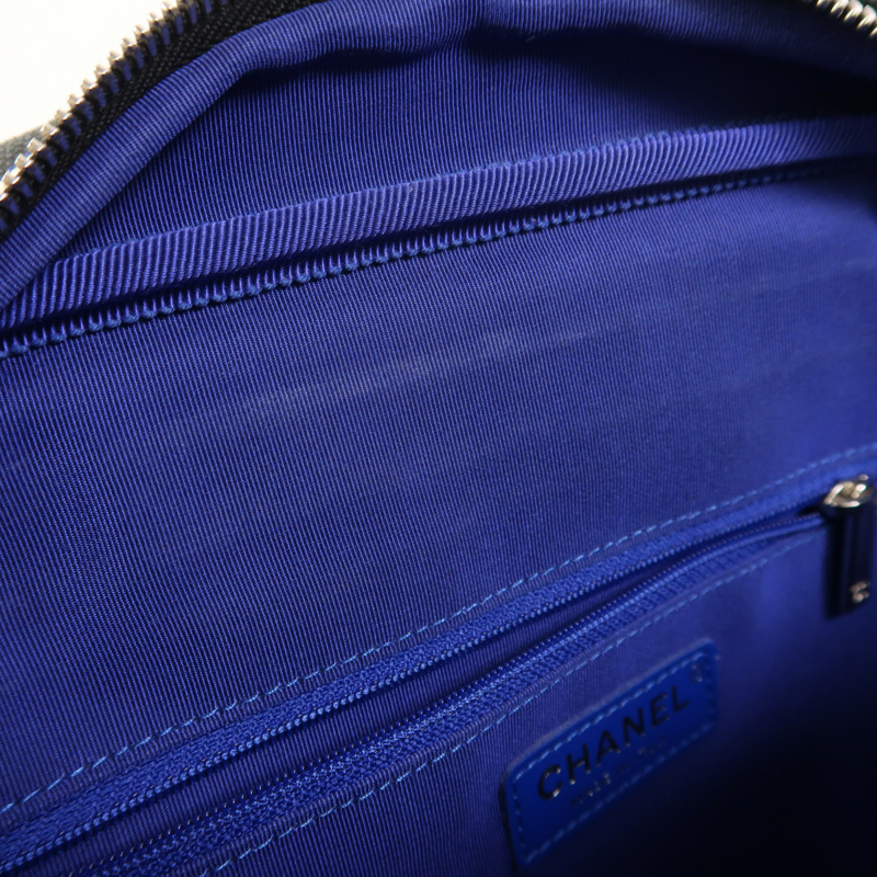 CHANEL 帆布Chain Shoulder銀扣鏈帶肩背袋-16