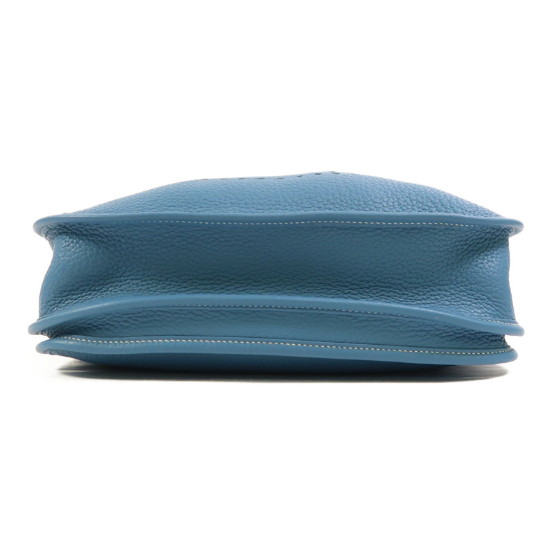 HERMES Clemence皮革Evelyne PM銀扣肩背袋Bleu Jean-3