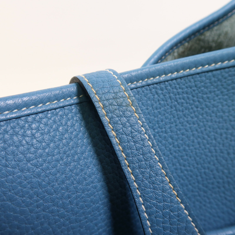 HERMES Clemence皮革Evelyne PM銀扣肩背袋Bleu Jean-14