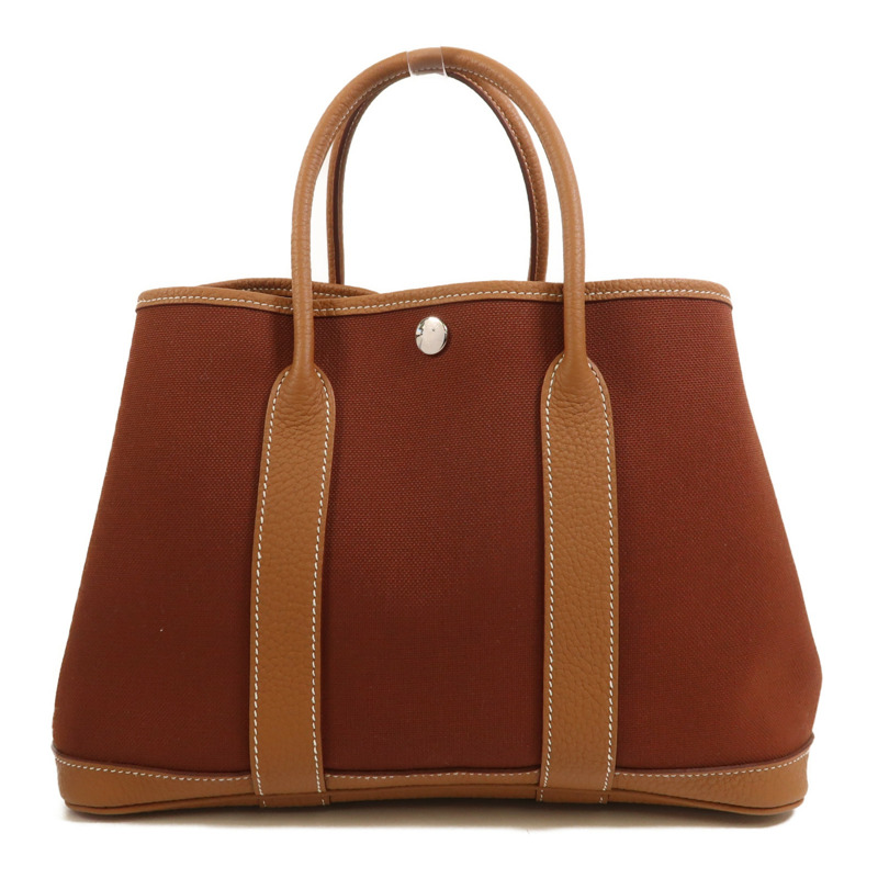 HERMES 帆布Garden Party TPM銀扣手挽袋-0