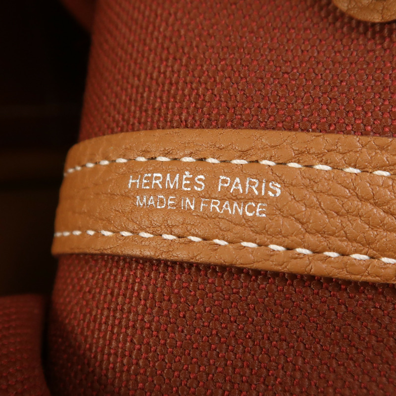 HERMES 帆布Garden Party TPM銀扣手挽袋-5