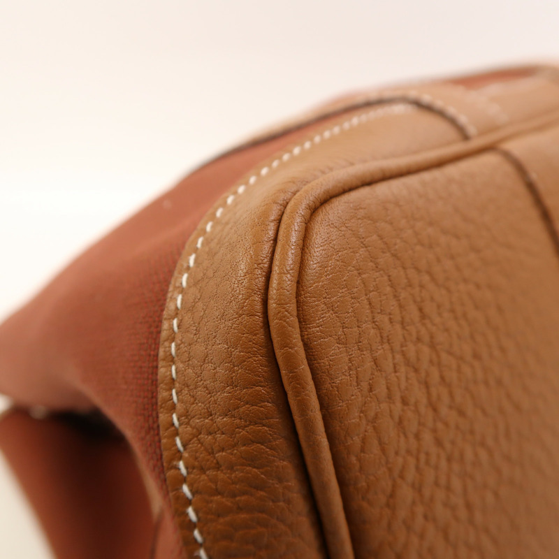 HERMES 帆布Garden Party TPM銀扣手挽袋-10