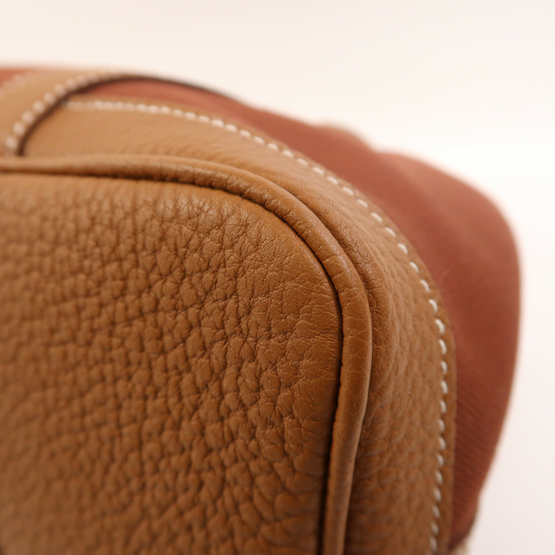 HERMES 帆布Garden Party TPM銀扣手挽袋-11