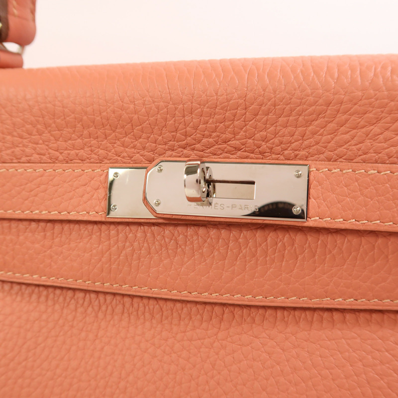 HERMES Clemence皮革Kelly 32 Amazon銀扣手挽肩背兩用袋Rose Tea-9