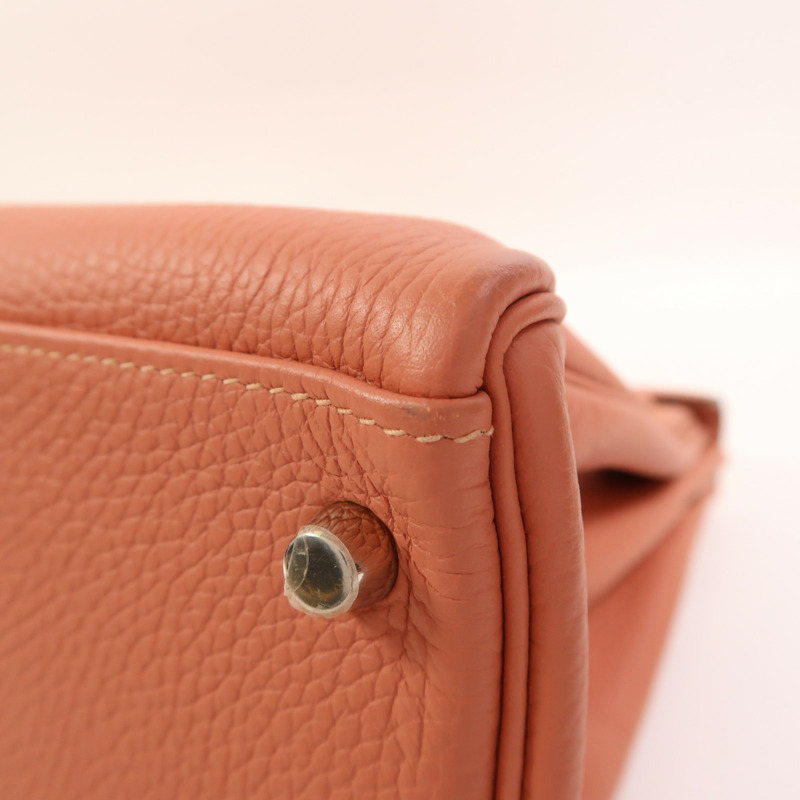 HERMES Clemence皮革Kelly 32 Amazon銀扣手挽肩背兩用袋Rose Tea-10