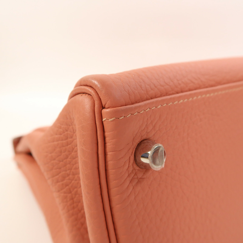 HERMES Clemence皮革Kelly 32 Amazon銀扣手挽肩背兩用袋Rose Tea-11