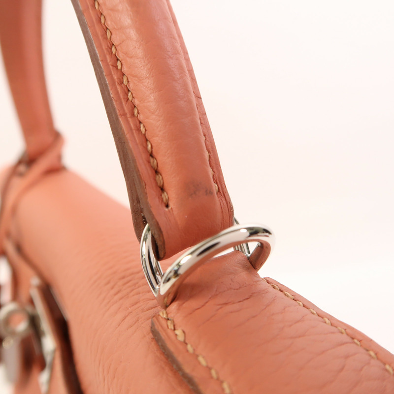 HERMES Clemence皮革Kelly 32 Amazon銀扣手挽肩背兩用袋Rose Tea-14