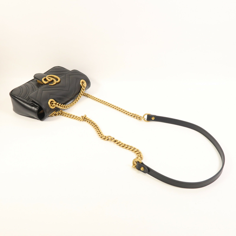 GUCCI 牛皮皮革GG Marmont Small金扣鏈帶肩背袋-7