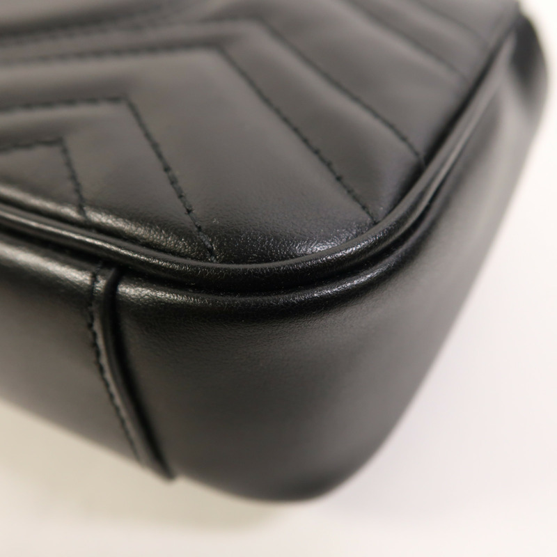 GUCCI 牛皮皮革GG Marmont Small金扣鏈帶肩背袋-12