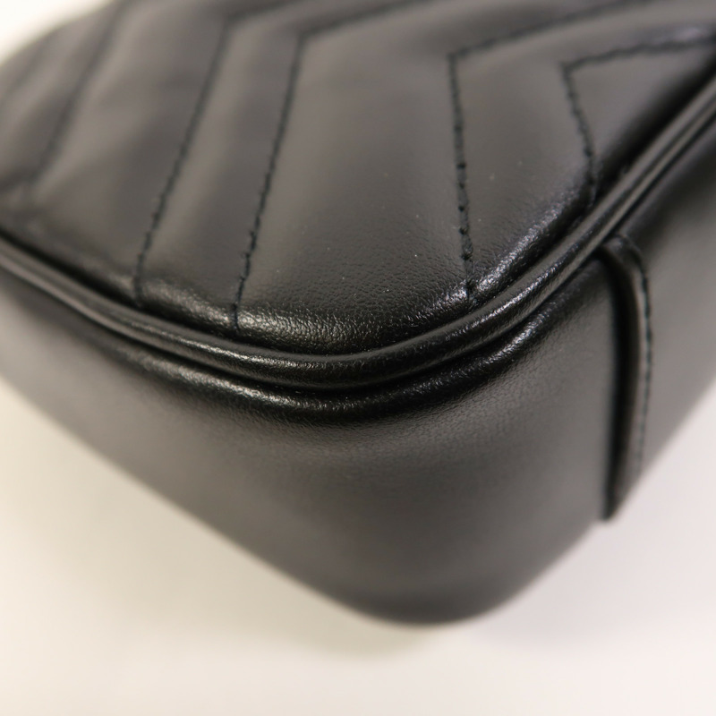 GUCCI 牛皮皮革GG Marmont Small金扣鏈帶肩背袋-13