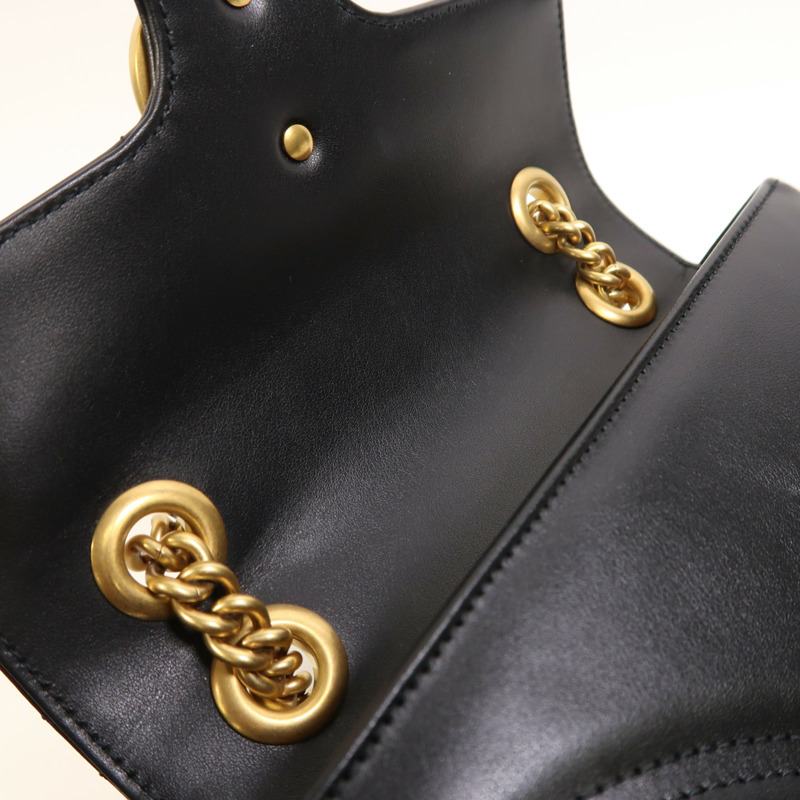 GUCCI 牛皮皮革GG Marmont Small金扣鏈帶肩背袋-14
