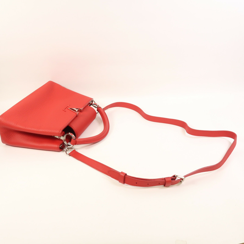 LOUIS VUITTON Taurillon Capucines BB銀扣手挽肩背兩用袋-6